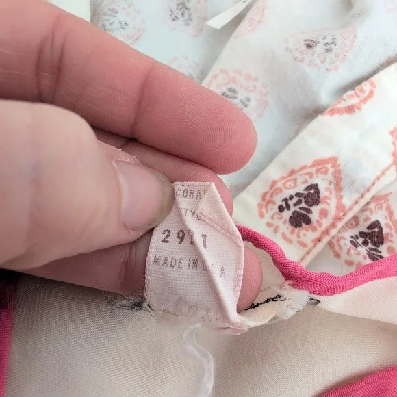 VTG 70s Saks Fifth Ave Cream‎ Pink Floral Lace Up Maxi Dress 34 Large Coquette - Picture 4 of 8